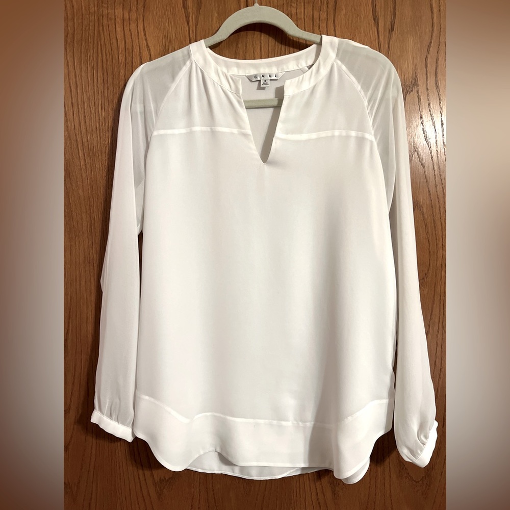 Cabi sheer classic white blouse